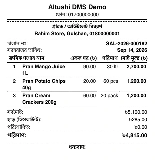 Bangla challan formatted for an 80 mm thermal printer
